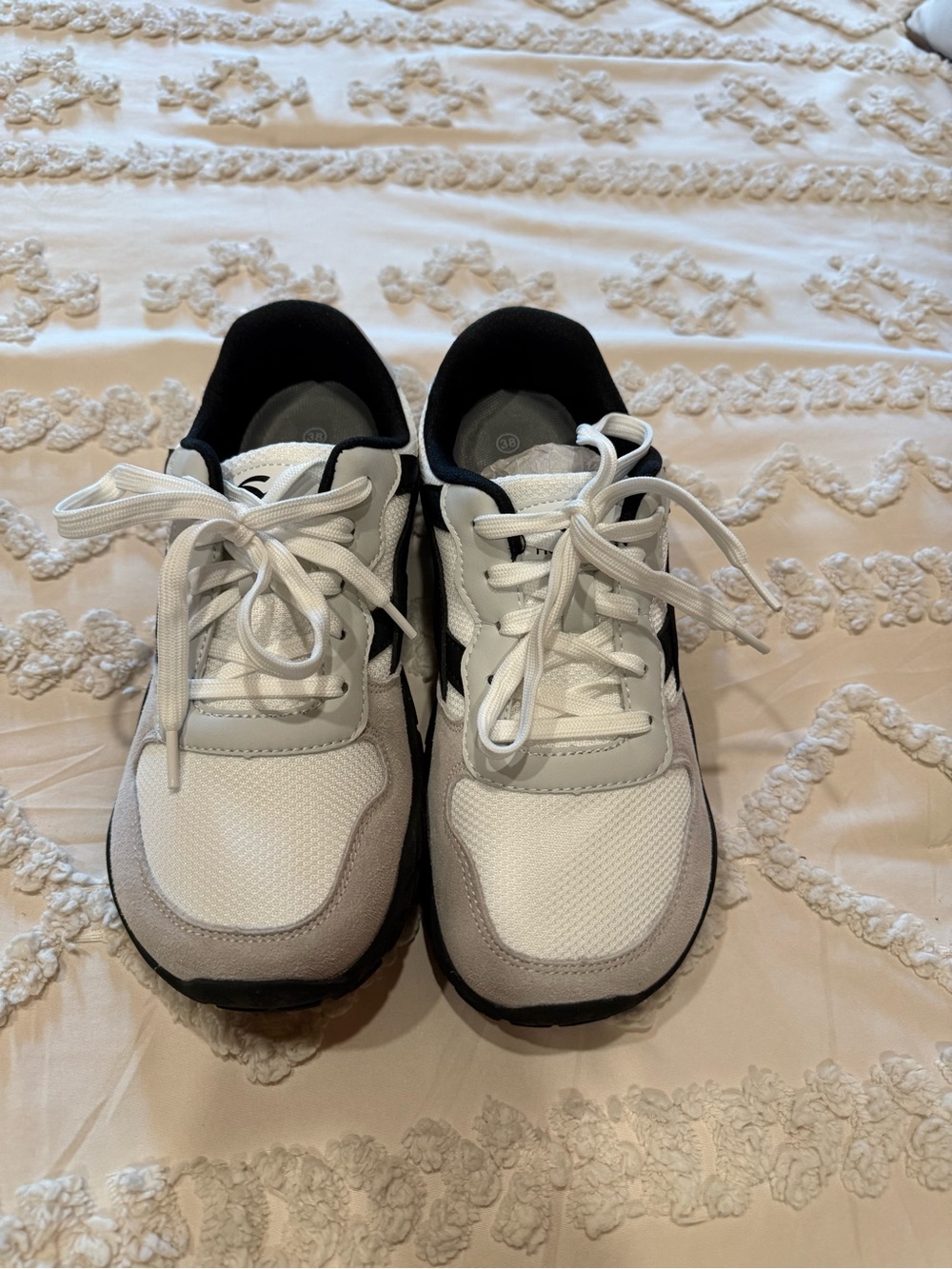 Women’s White and Gray Athletic Sneakers - Classic Lace-Up Comfort